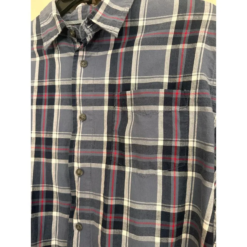 Wrangler Mens Medium Blue Plaid Button Down Shirt 100% Cotton - Picture 3 of 6
